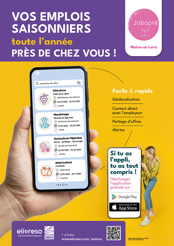 Jobopre, l'application mobile des travailleurs saisonniers en Anjou Jobopre, l'application mobile des travailleurs saisonniers en Anjou